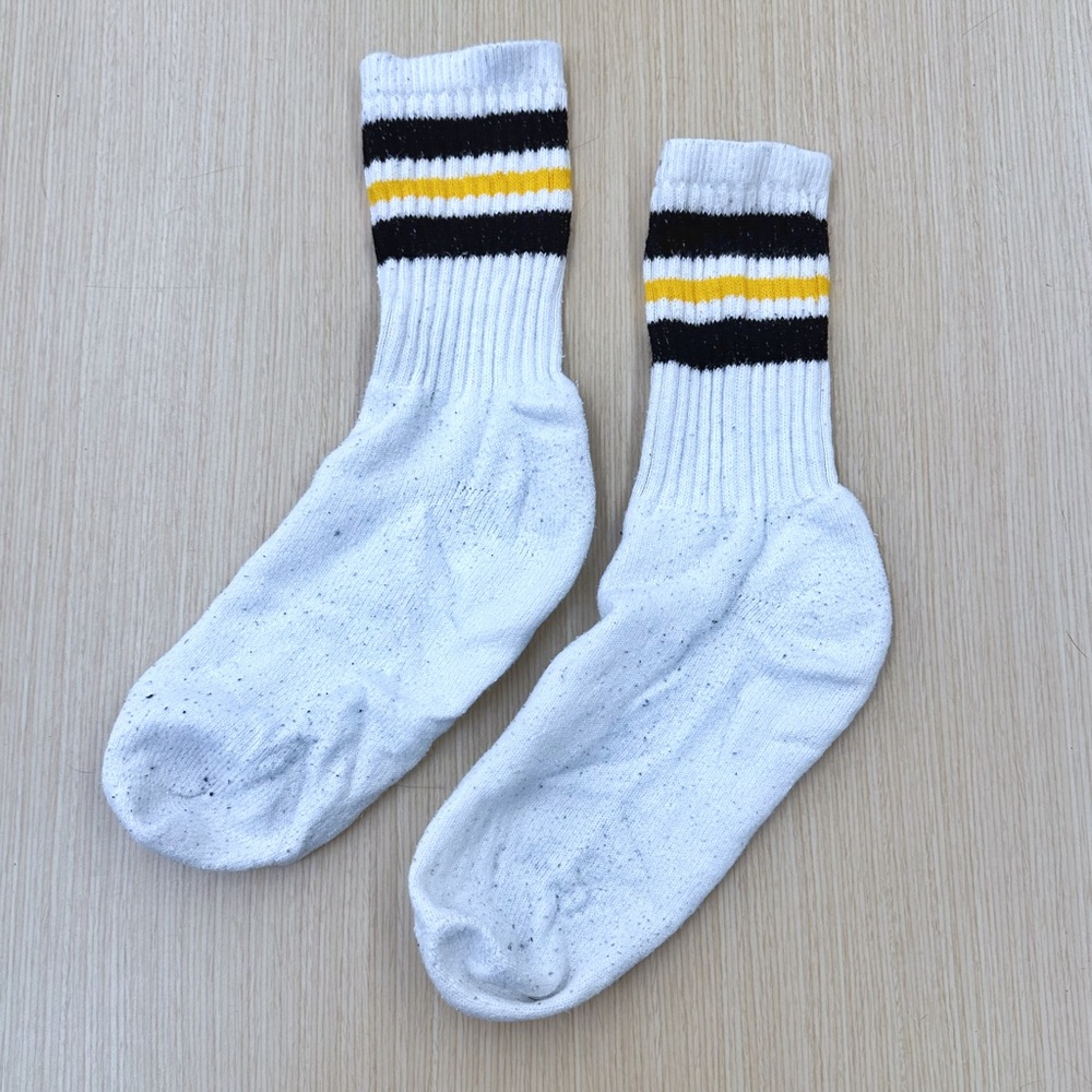 White and Black Striped Men's Socks